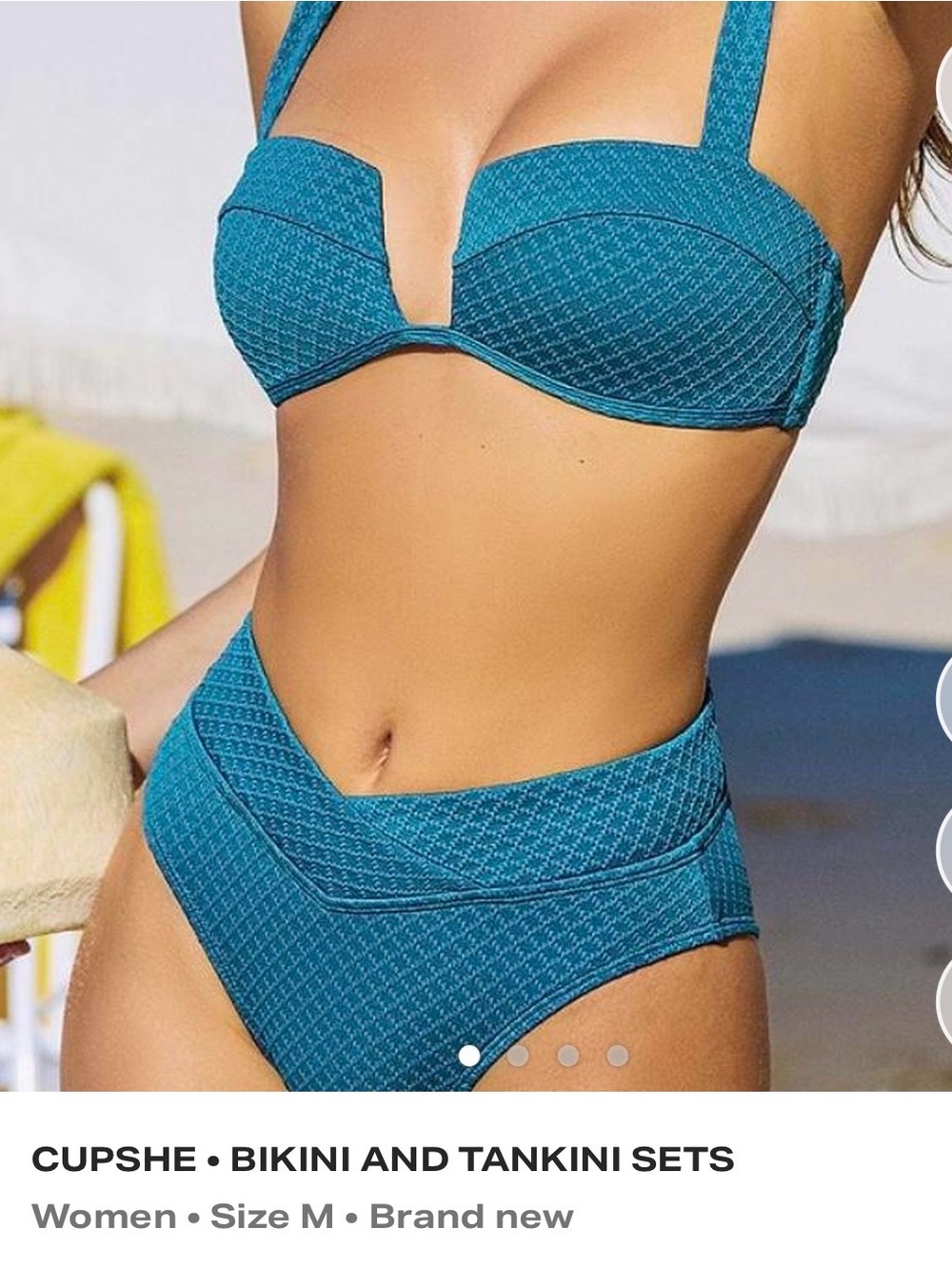 Cupshe Teal Textured V-Waist Underwire Bikini Set